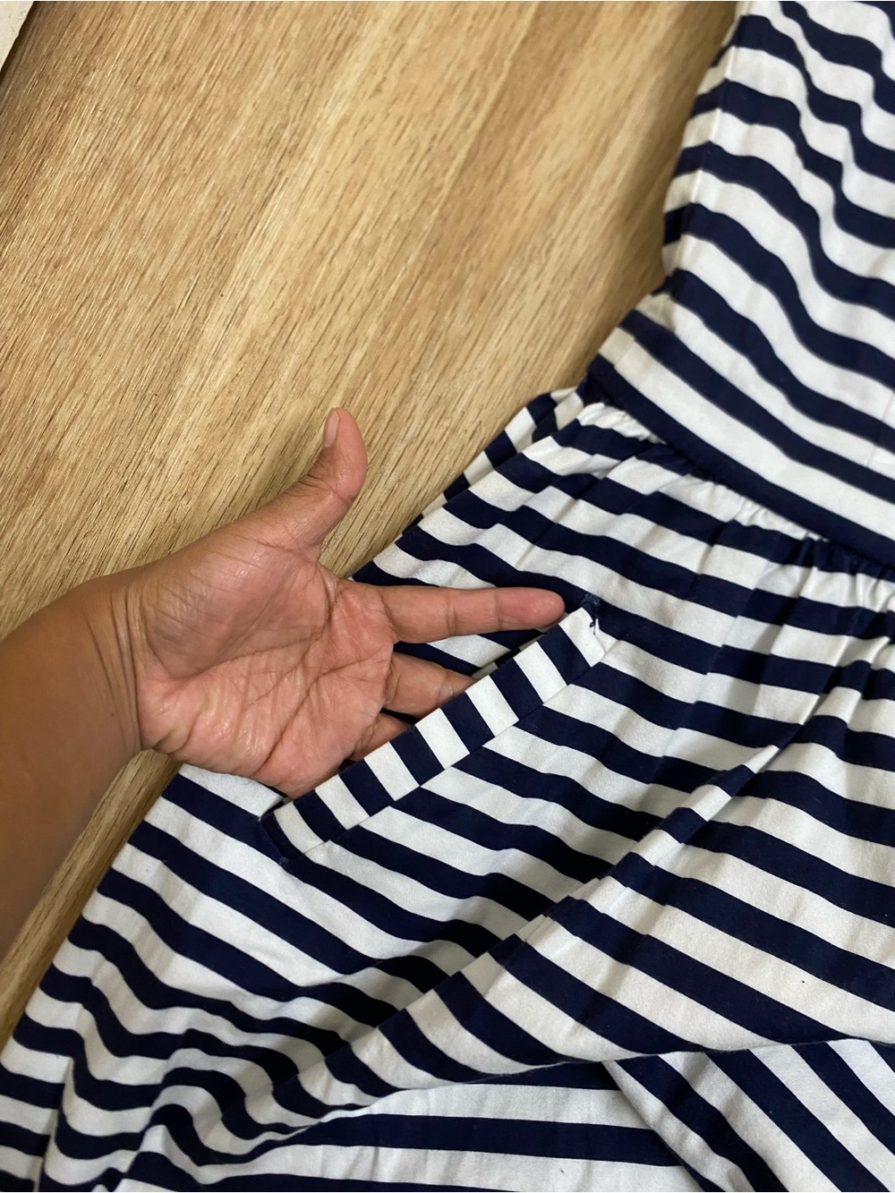 Zara Navy and White Striped V-Neck Mini Dress - Picture 7 of 7
